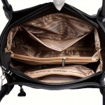 Black Lychee Pattern Women's Handbag, Dual-Use Tote and Crossbody Bag for Mom with Large Capacity & Multiple Compartments