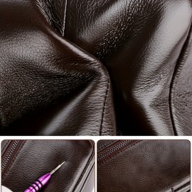 Men'S Genuine Leather Crossbody Bag - Adjustable Strap, Multiple Compartments, Zipper Closure, Black & Brown Options, Perfect for Everyday Use, Secure Travel Bag |