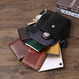 Genuine Leather Men'S Crossbody Bag with Adjustable Strap - Sleek Black Shoulder Bag for Travel, Commuting & Daily Use, Secure Buckle Closure, Perfect Christmas Gift, Travel Bag, Minimalist Design, Durable Construction