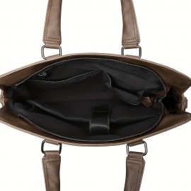 Men's handbag briefcase Men's bag tote bag file folder detachable shoulder strap daily commuting hand-held bag without print adjustable belt simple and stylish three colors available