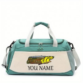 Customizable Soccer-Themed Large Capacity Gym Bag with Shoe Compartment, Adjustable Shoulder Straps & Multi-Functional Storage Pockets - Perfect for Basketball, Travel & Daily Use