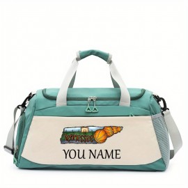 Customizable Soccer-Themed Large Capacity Gym Bag with Shoe Compartment, Adjustable Shoulder Straps & Multi-Functional Storage Pockets - Perfect for Basketball, Travel & Daily Use