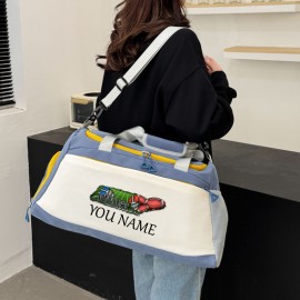 Customizable Soccer-Themed Large Capacity Gym Bag with Shoe Compartment, Adjustable Shoulder Straps & Multi-Functional Storage Pockets - Perfect for Basketball, Travel & Daily Use