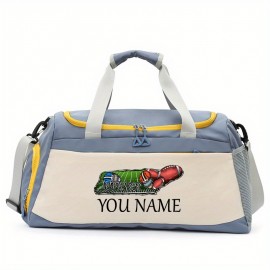 Customizable Soccer-Themed Large Capacity Gym Bag with Shoe Compartment, Adjustable Shoulder Straps & Multi-Functional Storage Pockets - Perfect for Basketball, Travel & Daily Use