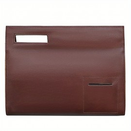 Vintage Genuine Leather Briefcase - Retro A4 Document Holder, Stylish Shoulder & Crossbody Bag for Men, Deep Brown Crazy Horse Leather with Golden Buckle, Perfect for Daily Commute & Professional Use, Leather Purse
