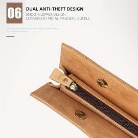 Vintage Genuine Leather Briefcase - Retro A4 Document Holder, Stylish Shoulder & Crossbody Bag for Men, Deep Brown Crazy Horse Leather with Golden Buckle, Perfect for Daily Commute & Professional Use, Leather Purse