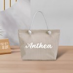 Women's Customizable Personalized Name/Text Handbag - Large Capacity Lightweight Tote Bag with Zip Closure, Pastel Pink (Custom Colors available) - for Commuting, Travel, Work, Everyday Use