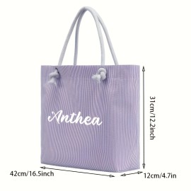 Women's Customizable Personalized Name/Text Handbag - Large Capacity Lightweight Tote Bag with Zip Closure, Pastel Pink (Custom Colors available) - for Commuting, Travel, Work, Everyday Use