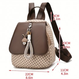 Stylish Women's High Quality Synthetic Leather Backpack - Soft Shell Lightweight Travel Bag with Multiple Pockets, Adjustable Straps & Charms (Bright Pink/Coffee Brown/Terracotta/Black), Casual Daypack, Backpack for Travel