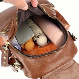 XY BAG Women's Fashion Backpack Ethnic Style Elegant Anti-Theft Lightweight Bag - Chic Pattern, Bohemian, Large Capacity, Adjustable Shoulder Straps, Tassel Detail, PU Material, Perfect for Travel and Daily Use