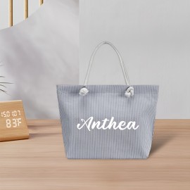 Women's Customizable Personalized Name/Text Handbag - Large Capacity Lightweight Tote Bag with Zip Closure, Pastel Pink (Custom Colors available) - for Commuting, Travel, Work, Everyday Use